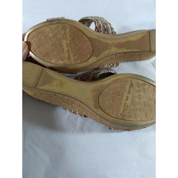 Italian Shoemaker Sandals Cork Wedge  Sz 9.5 - Picture 10 of 10